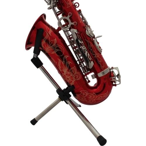 Foldable Alto Tenor Saxophone Stand Sax Tripod Holder Accessories Portable Sax Metal Floor Stand Holder with Carry Bag