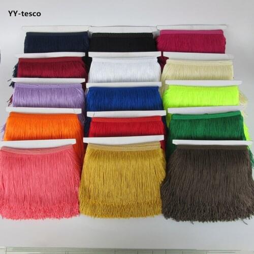 YY-tesco 10 Yards Fringe Tassel Trimming Lace Latin Dress Macrame Samba Dance Clothing Lace Polyester Single Band 14CM-19CM