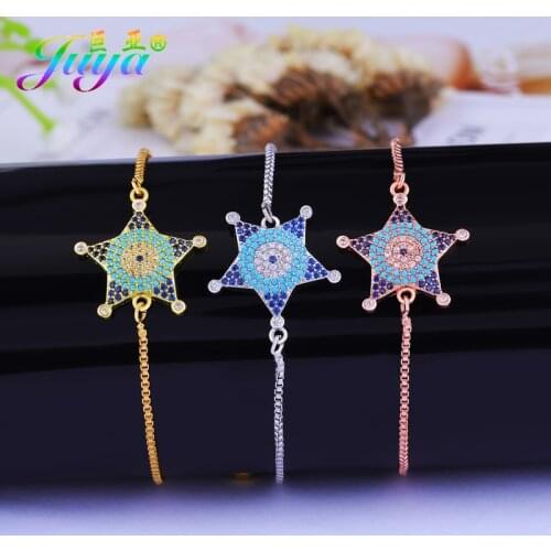 Handmade Turkish Jewelry Supplies Pentagram Charms Colorful Greek Evil Eye Bracelet For Women Men Adjustable Chains Bracelet