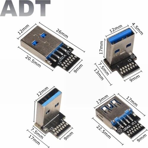 USB 3.0 Type A Female Male Angled USB PCB Connector USB PCB Board Connectors