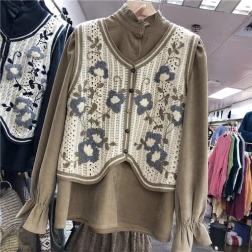 Knitted vest cotton all-match jacket vest women spring and autumn new style foreign sweater sleeveless cardigan