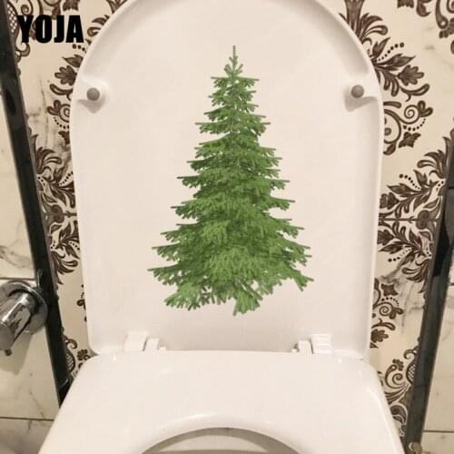 YOJA 15.4*25CM Tall Pine Plant Bathroom Toilet Sticker Home Room Wall Decor Decal T1-0958