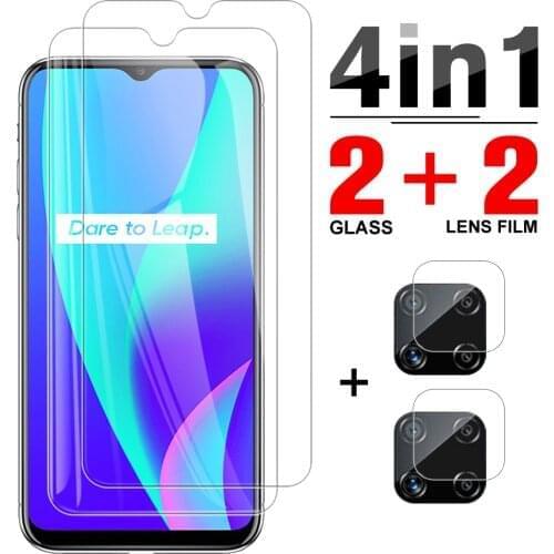 4-in-1 Cover Tempered Glass For Oppo Realme C11 Screen Protector For Realme C12 C15 C21Global Version Narzo 30a Camera Lens Film