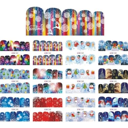 12 Design Snowman Design Winter Snowflake Full Wraps Nail Art Water Transfer Sticker Christmas Style Manicure Decal MYB1381-1392