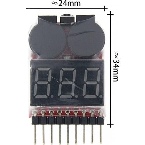 1pcs 1-8S Lipo/Li-ion/Fe RC helicopter airplane boat etc Battery Voltage 2 IN1 Tester Low Voltage Buzzer Alarm