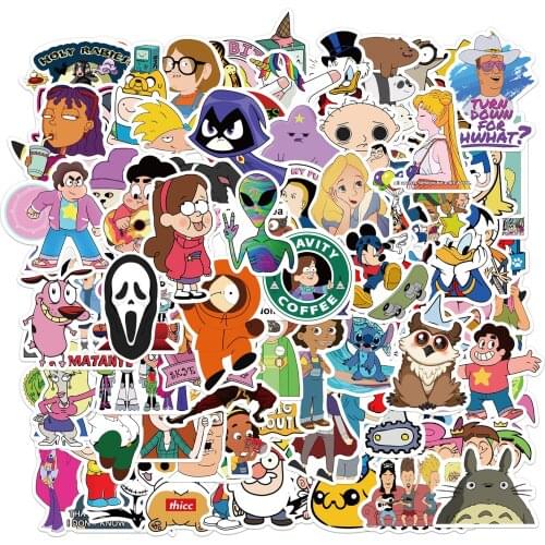 10/50/100Pcs/Set Classic 90s cartoon Graffiti Waterproof Skateboard Travel Suitcase Phone Laptop Luggage Stickers Cute Kids