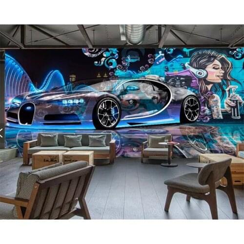 Beibehang Custom 3d Wallpaper Mural Street graffiti car art Hotel cafe TV Modern Background Wall Murals photo 3d wallpaper