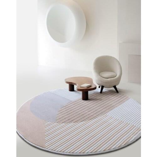 3D Polypropylene Round Carpet Coffee Table Floor Blanket Nordic Style Contrast Color Living Room Sofa Carpet Bedroom Bedside Mat
