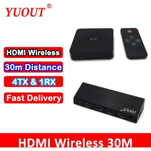 4 transmitter 1 Receiver Wireless HDMI transmitter and receiver kit up to 30M 100ft uncompression no delay and plug and play