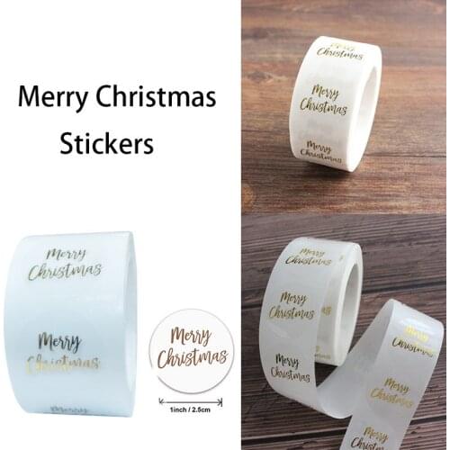 500pcs/roll Round Clear Merry Christmas Stickers Thank You Card Box Package Label Sealing Stickers Wedding Stationery Sticker