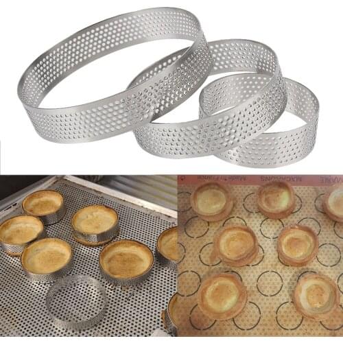 6 8 10 CM Pie Ring Tartlet Cake Mousse Mould Stainless Steel Tart Mold Perforated Cookies Pastry Circle Cutter