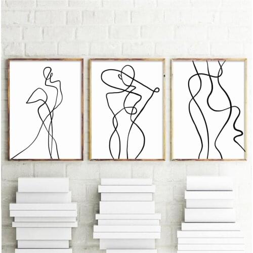 Abstract Line Body Art Fashion Sexy Woman Wall Art Canvas Painting Nordic Posters and Prints Wall Pictures for Living Room Decor