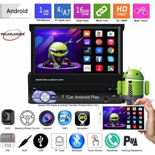 Car Radio 1 Din 7 Inch MP5 Player For Android/IOS 1+16G Telescopic Screen Bluetooth Carplay Wifi Mirror Link GPS Navigation