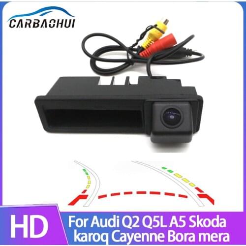 Car Reverse Backup Rear View Trunk Handle Camera For Audi A3 A4 S5 Q7 A6L A8L 2011~2016 Dynamic Trajectory Parking Line camera