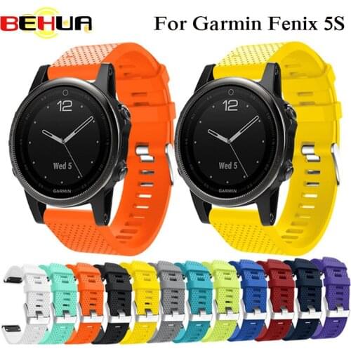 New Soft Silicagel Bracelet 20mm Wrist Strap for Garmin Fenix 5S GPS Smart watch band with Easy fit Quick Release Belt Wristband
