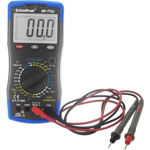 True RMS Auto Ranging Digital Multimeter Meter with AC DCvoltage measurement,Measuring Resistance,HoldPeak HP-770J