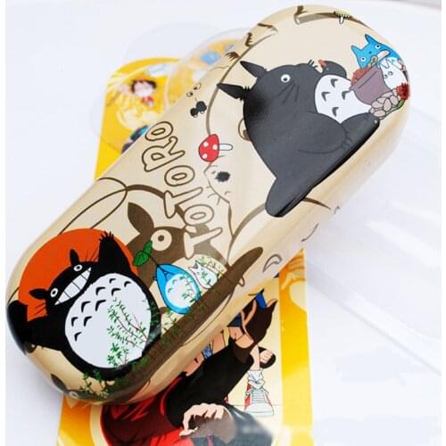 Anime Colorful Glasses Case My Neighbor Totoro Metal Eyeglass Cases PU Cosmetic Cases for Student Stationery