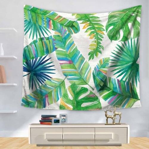 Home Decorative Wall Hanging Carpet Tapestry Rectangle Bedspread Green Plant Leaves Pattern GT1131