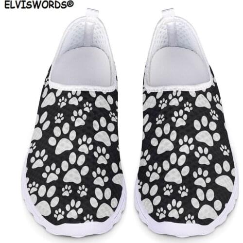 ELVISWORDS Vivid Cartoon 3D Black Paw Summer Ladies Flats Shoes Casual Breathable Mesh Sneakers for Teenager Girls Women Zapatos