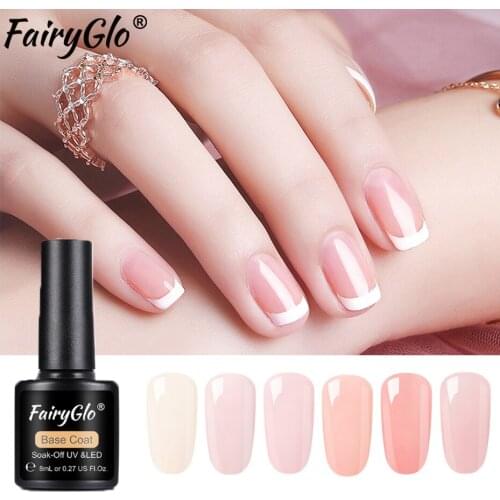 FairyGlo Hybrid Varnish 8ML Two Using Ways Gel Nail Polish Two-Step Color Base Coat Nail Gel Polish Nail Art Soak Off UV Gel