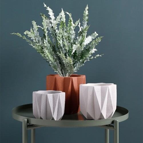 Geometry Shape Cement Flower Pot Plant Pot Nordic Style Sandstone Flowerpot Succulent Planter Green Plants With Breathable Hole