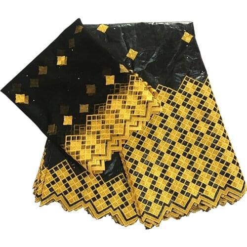 Guinea Brocade African Fabrics 2021 Fashion African Embroidery Fabric Cotton Bazin Riche Textile Nigerian Turbans 5+2 yards/lot