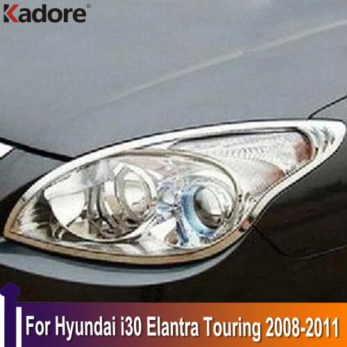 For Hyundai i30 Elantra Touring 2008 2009 2010 2011 Chrome Headlight Cover Trims Front Head Light Lamp Hood Car Styling 2pcs