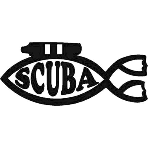 Personality Car Stickers Funny Scuba Diver Fish Car Decoration Accessories Decal Creative Sunscreen Waterproof Black and White