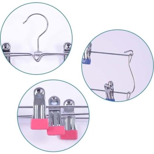 4XFA Space Saving Metal Multi-layer Pants Trousers Skirt Hanger Foldable Closet Hanger With Non-Slip Clips Tie Slack Rack Hanger