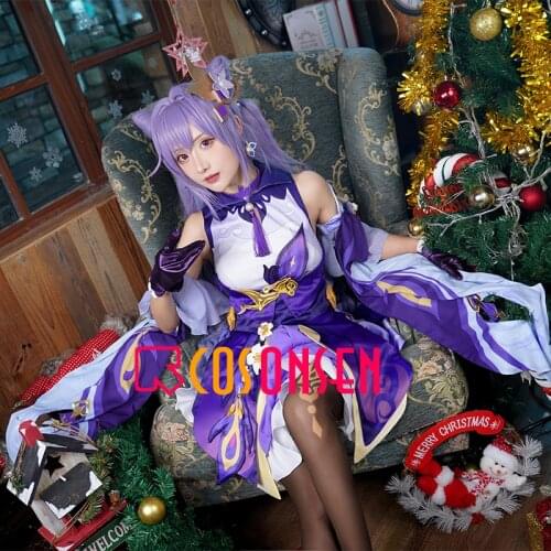 Genshin Impact Keqing Cosplay Costume Fancy Outfit COSPLAYONSEN with Cloak Custom Made