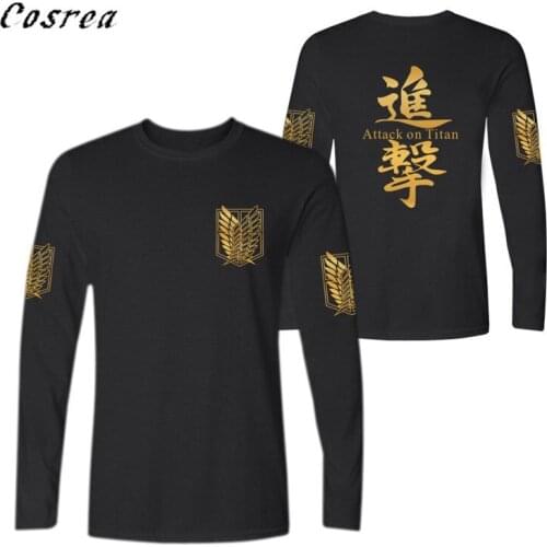 Anime Attack on Titan Cosplay Costume Long Sleeve Shirts Mens Attack on Titan Shirts Shingeki No Kyojin Harajuku Hoodies Tops