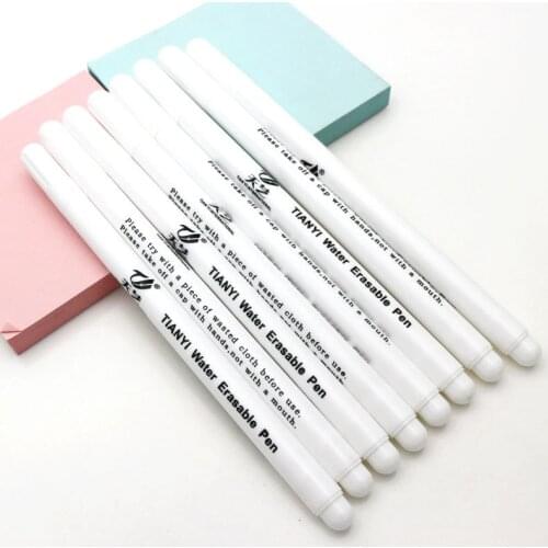 3/6PCS White Water Soluble Marker Pen Fabric Marking 6Water Erasable Marking Pen for Leather Marking Clothing Graffiti DIY