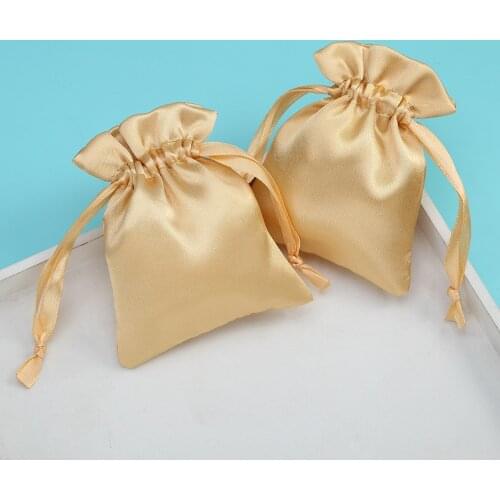 10pcs Ornament Satin Package Drawable Bags yellow/gray/white/black Storage Drawstring Bag Jewelry Pouches For Wedding Party Gift