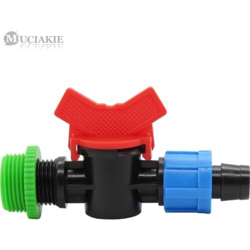 MUCIAKIE 1PC 1/2'' 3/4'' Male Thread to 16mm Garden Water Connecter with Shut Off Water Micro Drip Adaptor Coupling Irrigation