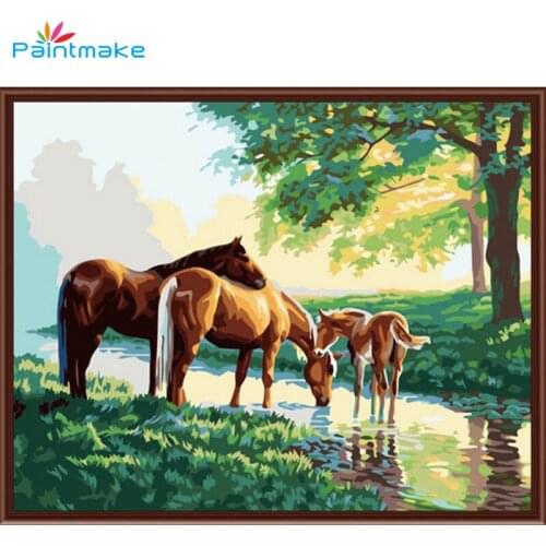 Paintmake Animal DIY Painting By Numbers horse Oil Hand Painted On Canvas tree Unique For Home Decor Art Picture G154