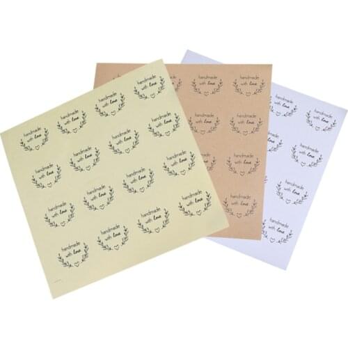 160Pcs/lot DIY Creative Stationery Sticker Lable Self-Adhesive Stickers Kraft Label Love Wreath Handmade With Love