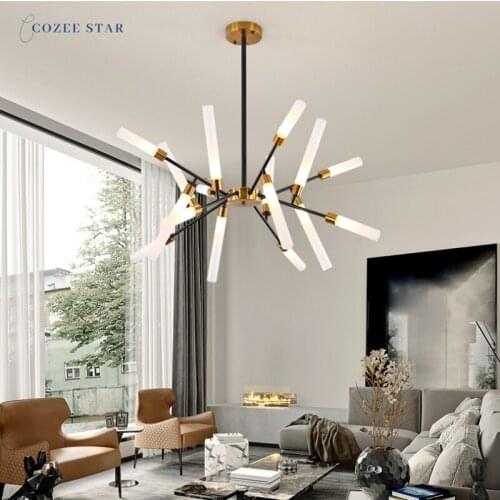 Nordic LED Chandeliers Lighting Modern Gold Black Glass Iron Lamps Home Decoration Bedroom Living Room Dining Room Lights Lustre