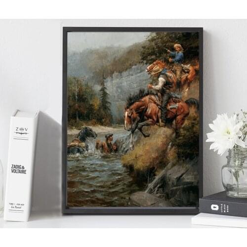 The Hunted Paintings on Canvas Western Reproductions Cowboy War Modern Art Wall Pictures Home Decoration