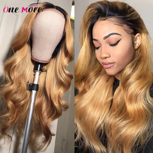 Ombre Body Wave Wigs 13x4 Lace Front Human Hair Wig Pre Plucked With Baby Hair Brazilian Remy Human Hair Wig 4/27 Honey Blonde