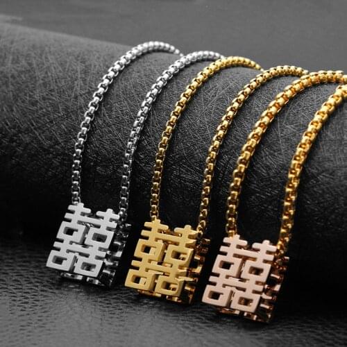 Fashion couple necklace sweater accessories metal plate couple men and women titanium steel necklace hot sale