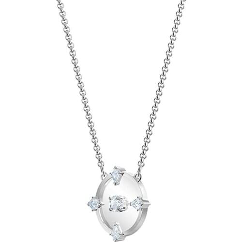 PANDOO Fashion Charm Pure 925 Silver Original 1:1 Copy, Simple Line Elegant Pendant Wild Necklace Female Luxury Jewelry GiftS