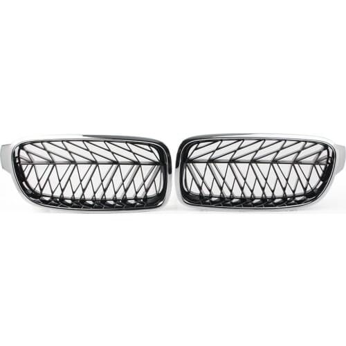 2Pcs Car Front Kidney Grille Auto Mesh Grill For BMW 3 series F35 F30 2013 2014 2015 2016 2017 2018 ABS Plastic Chrome Black