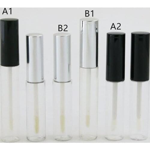 360pcs/lot 8ml 10ml Empty Plastic Lip Gloss Tubes DIY Lipstick Lip BalmTube With White Black Sliver Cap CosmeticContainers