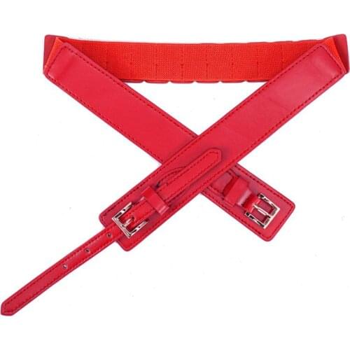 Fashion Luxury Belt Women Pin Buckle Faux Leather Adjustable Solid Color Thin Wide Waist Strap Waistbands