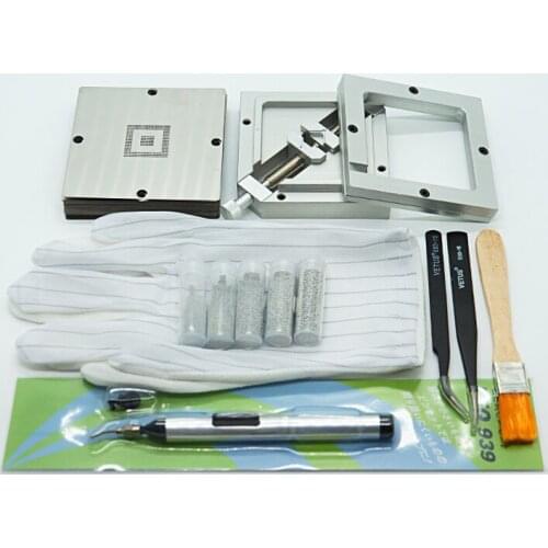 Silvery 90MM Reballing jig 47Pcs game console stencils Kit Solder ball ESD anti-slip gloves tweezers brush vacuum suction pen