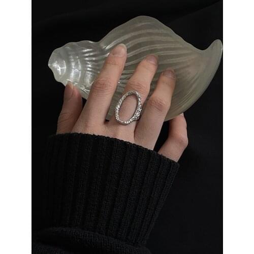 925 Sterling Silver Irregular Hollow Concave Convex Baguette Finger Resizable Rings For Women Korean Fashion Golden Jewelry