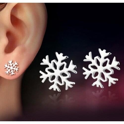 Snowflake Earrings For Women Fashion Cute Snowflake Stud Earrings Alloy Vintage Jewelry Korea Style Female Vanlentines Day Gift