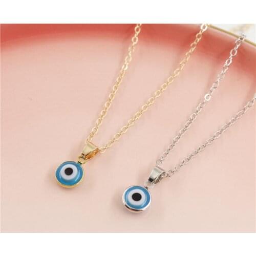 Ethic Turkish Evil Eye Necklaces Gold Silver Color Clavicle Chain Eyes Necklace For Women Jewelry Gift Drop Shipping Wholesale