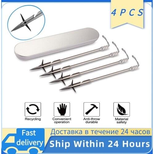 4pcs Fishing Arrows Stainless Steel Slingshot Darts Fishing Slingshot Rifle Arrows Shooting Crossbow Dart Fishing Accessories