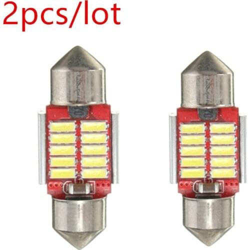 2pcs Super Bright 31mm 10 SMD 4014 LED Canbus Error Free Interior Festoon Doom Auto Parking Light Bulb Pure White DC 12-24V